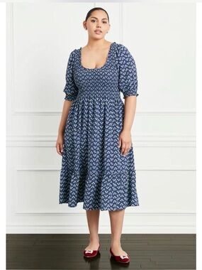 Hill House Home the Louisa Nap Dress in Navy Blue Posey Ditzy Floral Size L